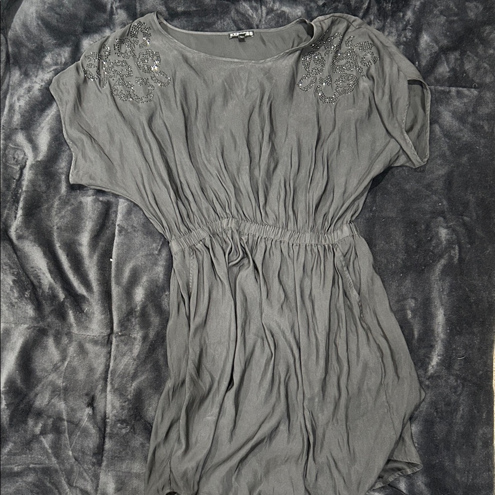 Express Gray Embellished Dress